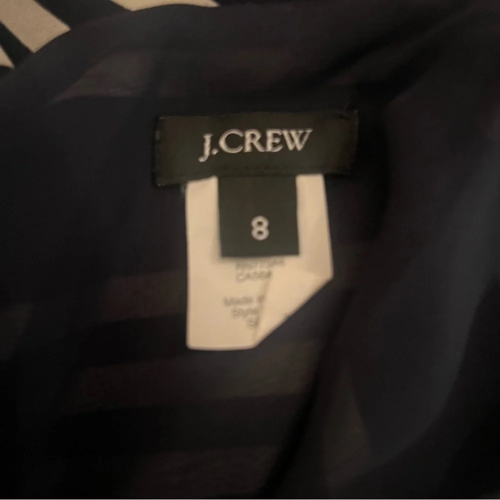 J. Crew Navy and White Striped Silk Mini Dress Coastal